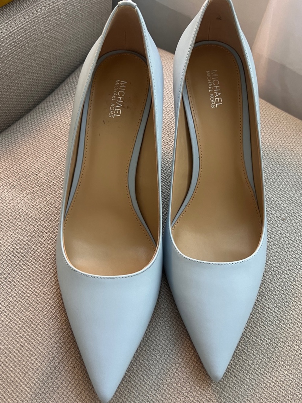 Michael Kors Light Blue Pointed Leather Pumps
